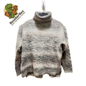 Womens Simply‎ Vera Gray Striped Turtleneck Sweater Large